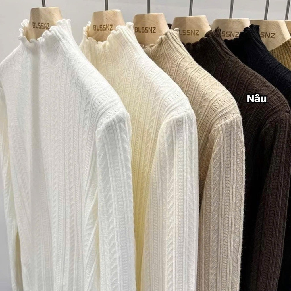 ÁO LEN GÂN CỔ LƯỢN SÓNG NỮ THU ĐÔNG