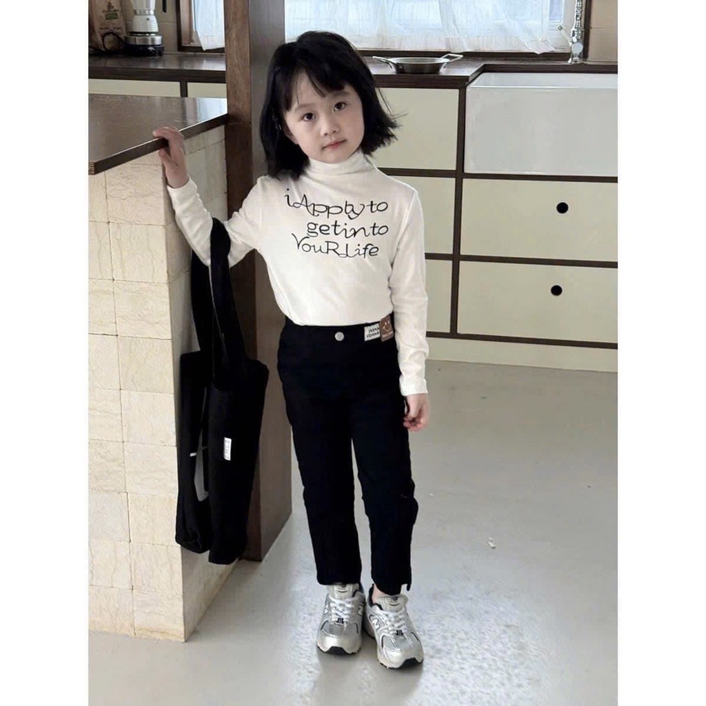 SET 3 ÁO GIỮ NHIỆT DÀI TAY CAO CỔ ĐEN TRẮNG NÂU CHO BÉ LNH SẴN