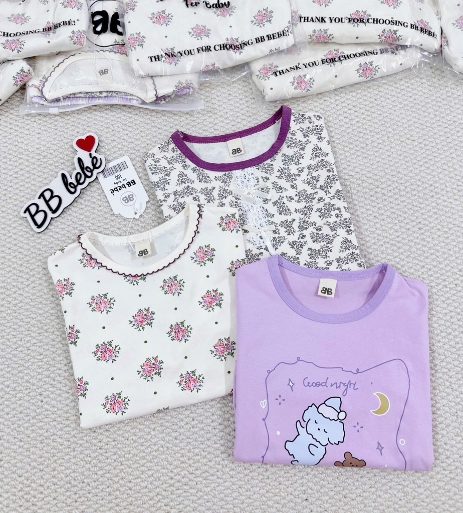 SET 3 BỘ DÀI HOA NHÍ GOODNIGHT TONE TÍM BÉ GÁI