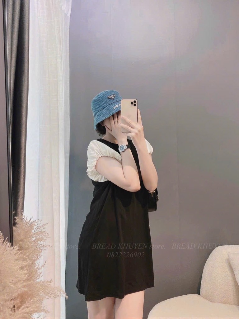 VÁY SUÔNG PHỐI TAY BỒNG xả 49k)