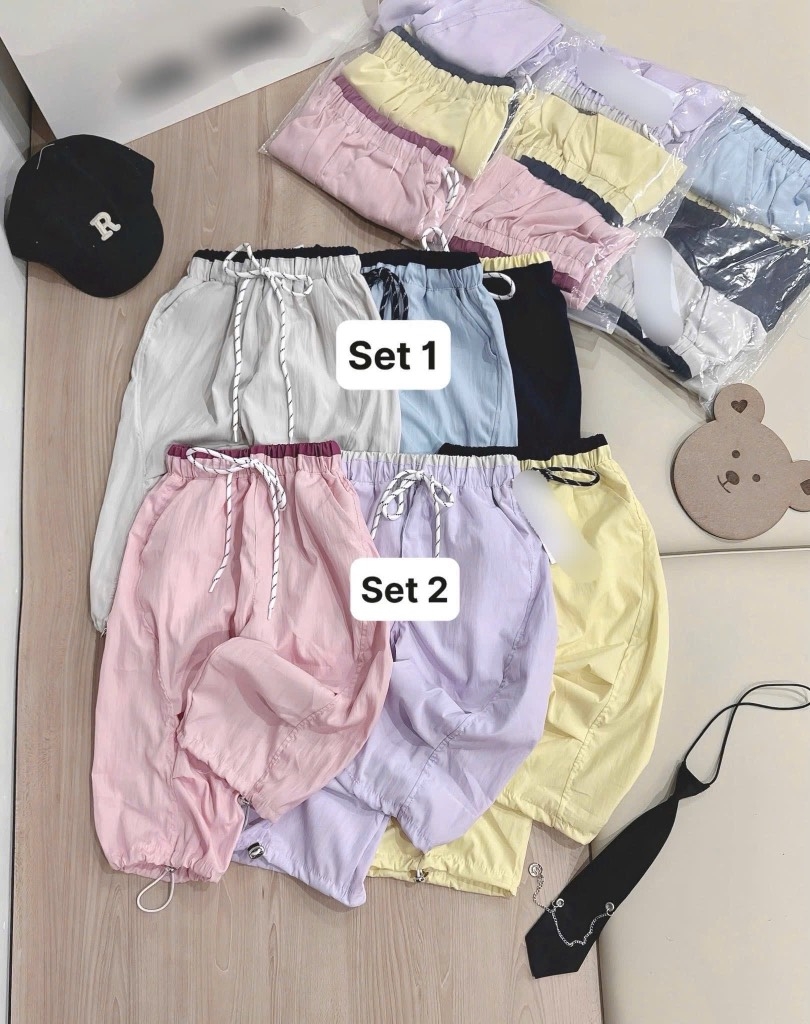 SET 3 QUẦN DÀI GIÓ BOM BÉ TRAI BÉ GÁI
