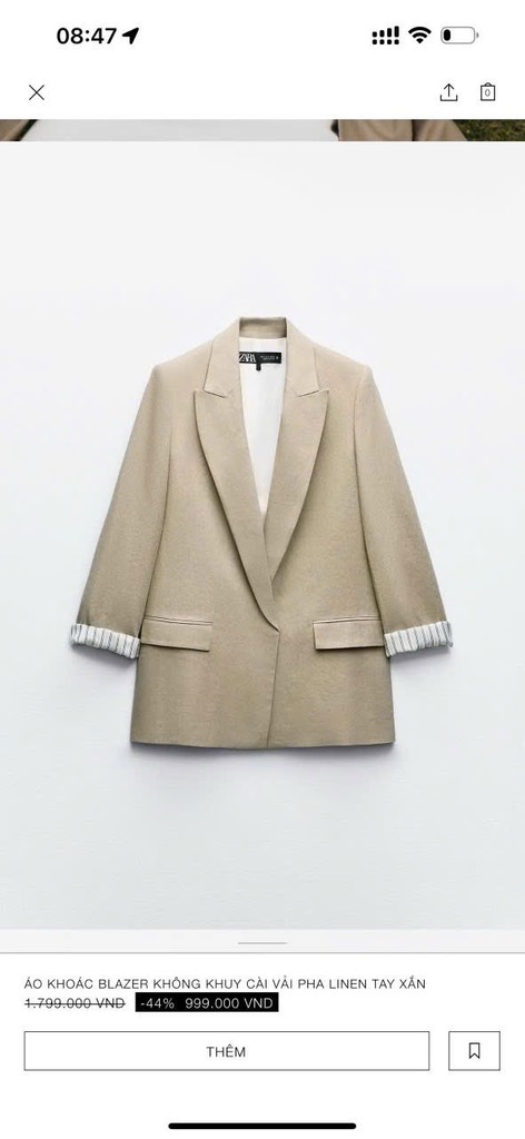 ÁO BLAZER LI-EN ÉP MÙNG PHỐI TAY KẺ 2 LỚP NỮ THU ĐÔNG SẴN