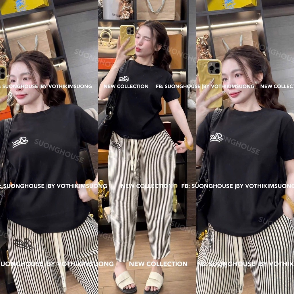 SET ÁO THÊU BAD MIX QUẦN KẺ SỌC