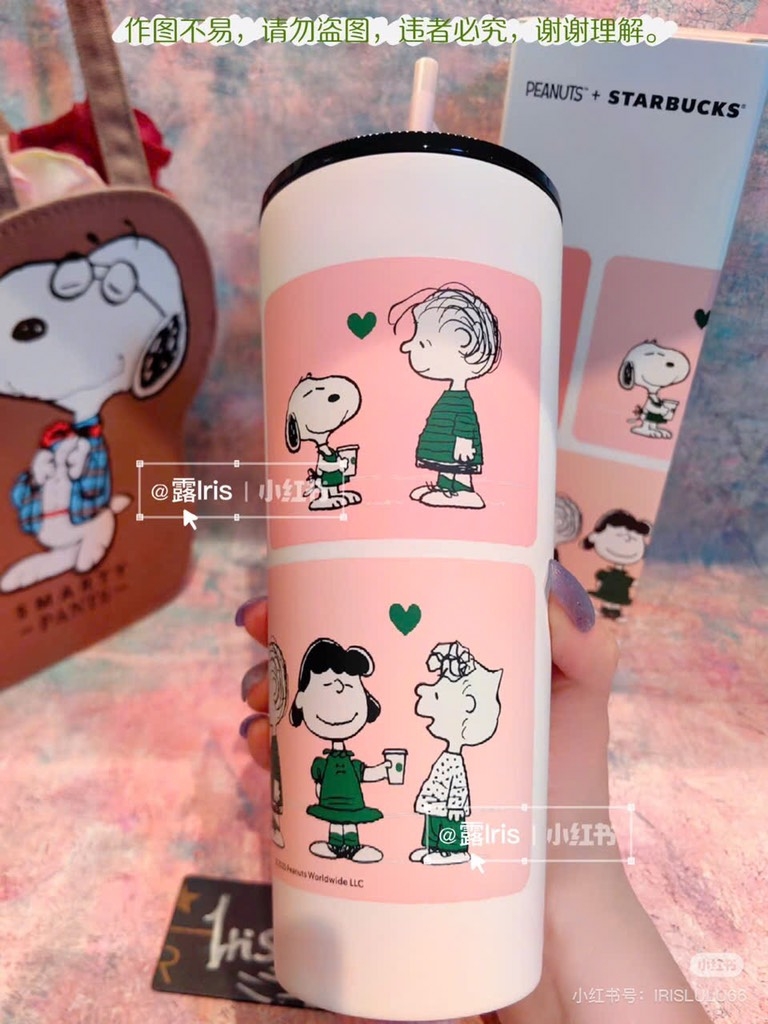 ĐỒ GIA DỤNG - LY GIỮ NHIỆT STARB MÀU HỒNG TÍM SNOOPY