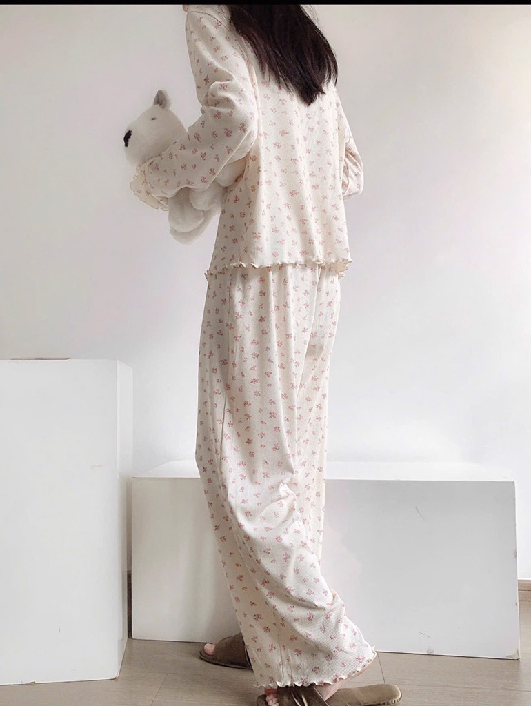 SET BỘ PIJAMA HOA NHÍ HỒNG COVER NỮ