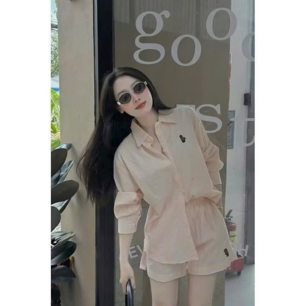 SET KẺ QUẦN 2 LỚP XẺ GẤU NỮ