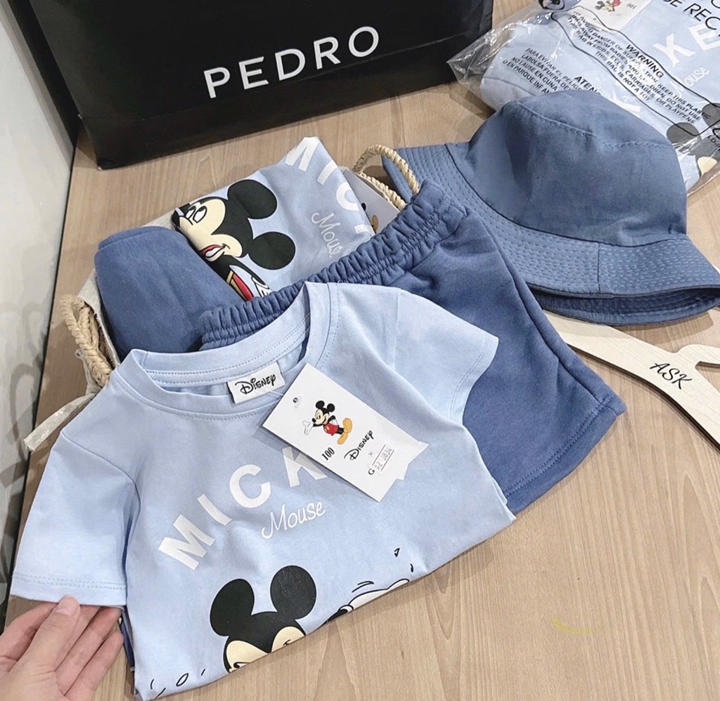 BỘ CỘC MICKEY XANH KÈM MŨ BÉ TRAI SẴN( xả 69k)