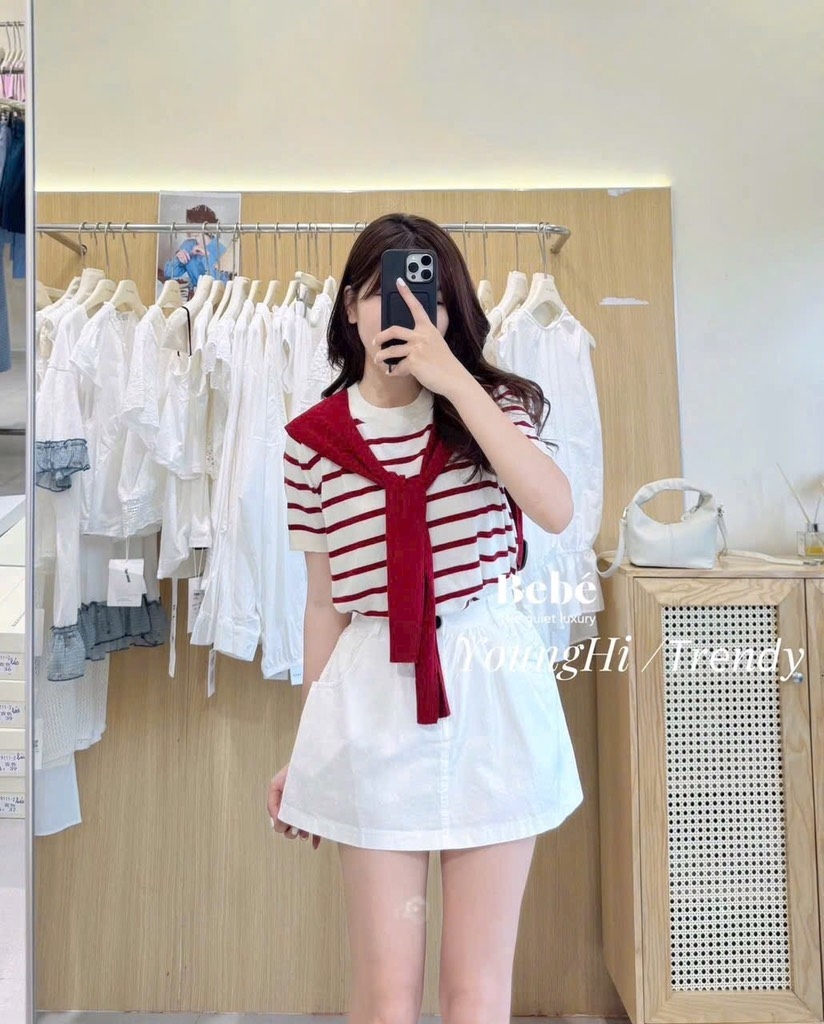 ÁO LEN KẺ KÈM KHĂN HAI 2 MÀU NỮ THU ĐÔNG