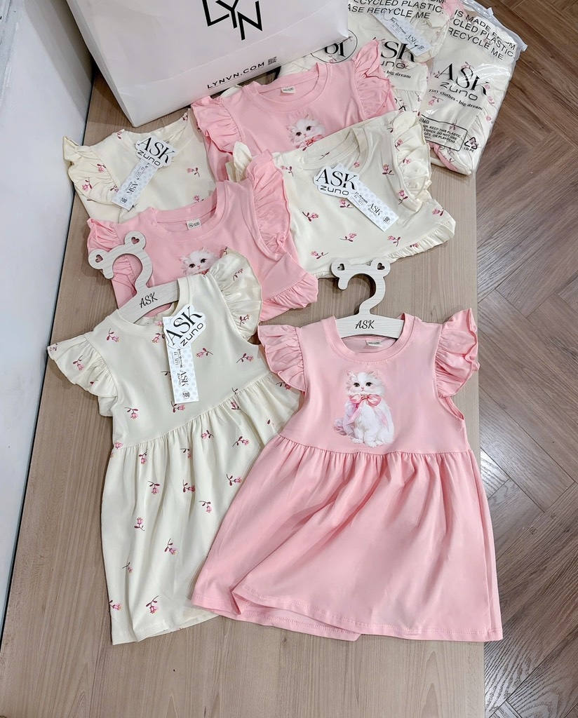SET 2 VÁY CÁNH TIÊN MÈO HOA NHÍ BÉ GÁI(XẢ 89k)
