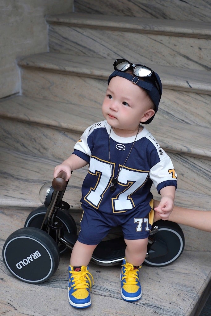 BỘ COTTON THỂ THAO THAN PHỐI TRẮNG SỐ 77 CHO BÉ TRAI