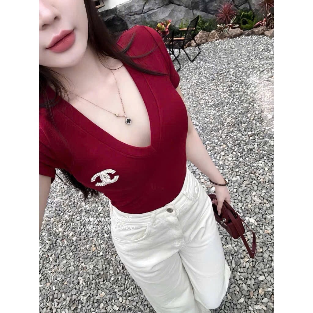 QUẦN BÒ NỮ TRẮNG THÊU CHANEL ĐỎ TÚI SAU SẴN (SALE 97k)