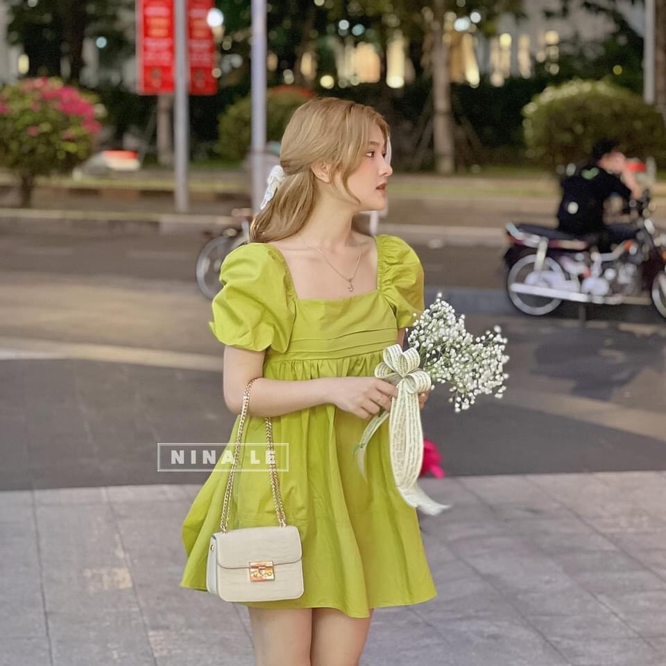 VÁY XANH LI NGỰC NƠ SAU