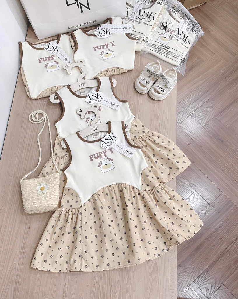 VÁY XOÈ HOA NHÍ PUPPY BÉ GÁI SẴN
