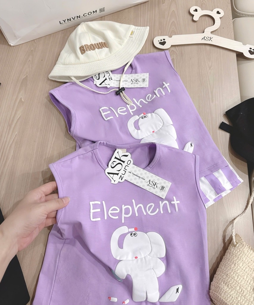 BỘ ELEPHENT VOI TÍM BÉ GÁI