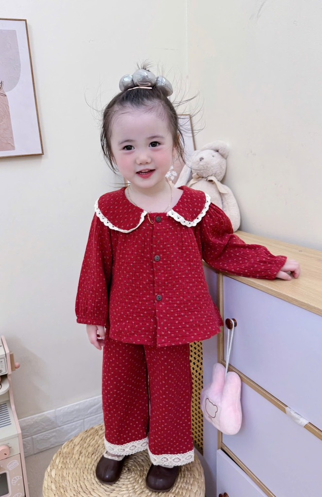 SET BỘ XÔ ĐỎ DÀI BÈO REN BÉ GÁI