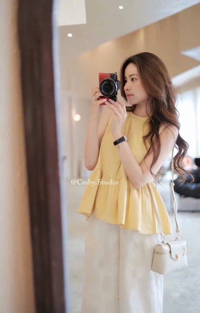 SÉT THÔ COTTON VÀNG DỊU MIX QUẦN GẤU REN NỮ SẴN ( SALE 115K )