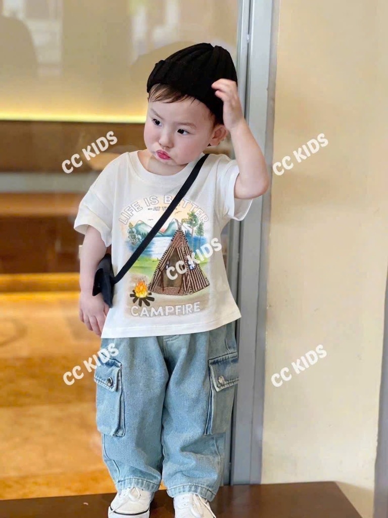 SET ÁO PHÔNG ÉP HÌNH PE CAO CẤP+ QUẦN JEAN TÚI HỘP BÉ TRAI( xả 79k )