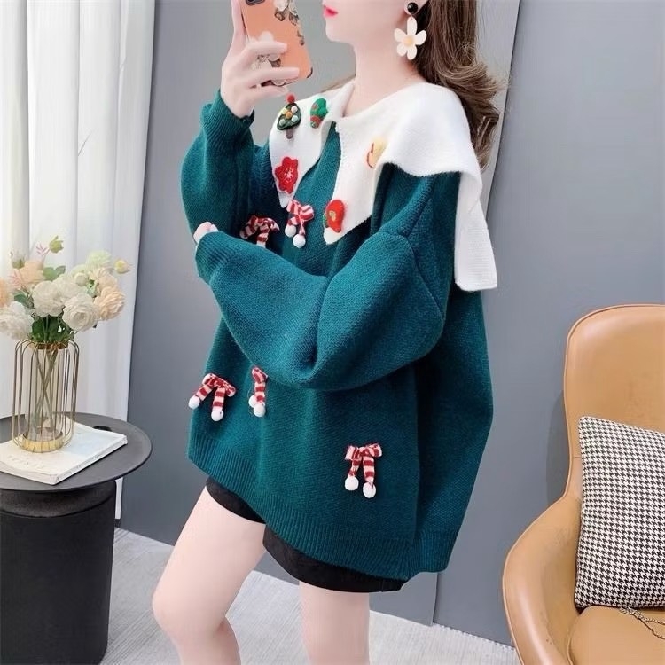 ÁO LEN NOEL XANH ĐỎ NỮ THU ĐÔNG SẴN