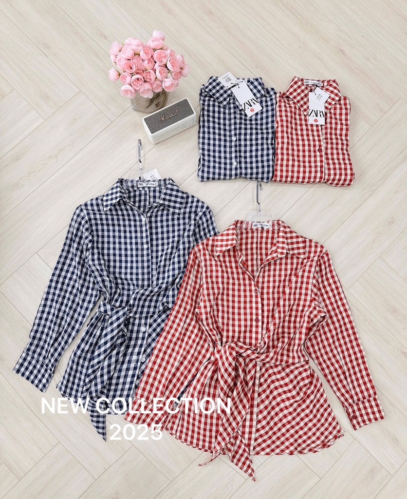 ÁO SƠ MI KẺ BUỘC VẠT NỮ