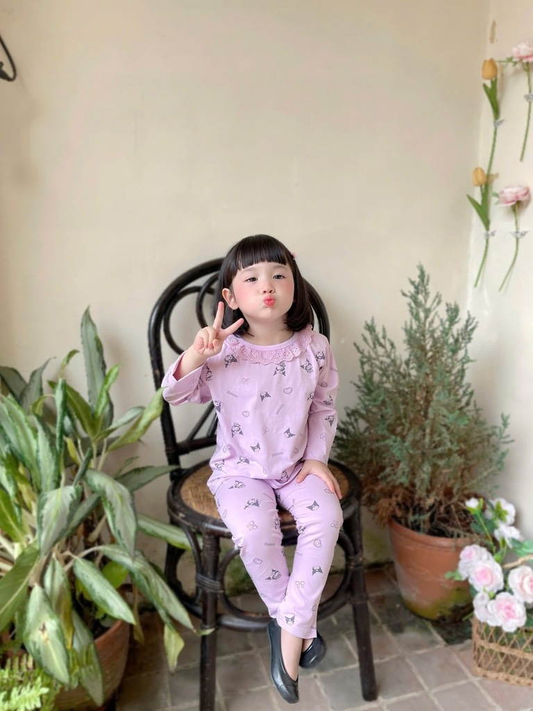 SET 2 BỘ DÀI COTTON TÀU TONE TÍM BÉ GÁI