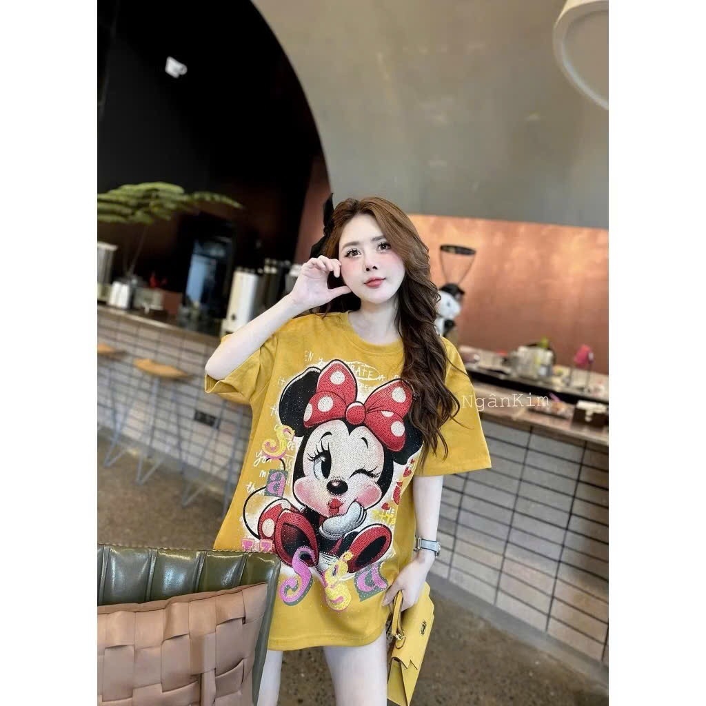ÁO PHÔNG VÀNG FORM RỘNG HÌNH MICKEY TO NỮ SẴN