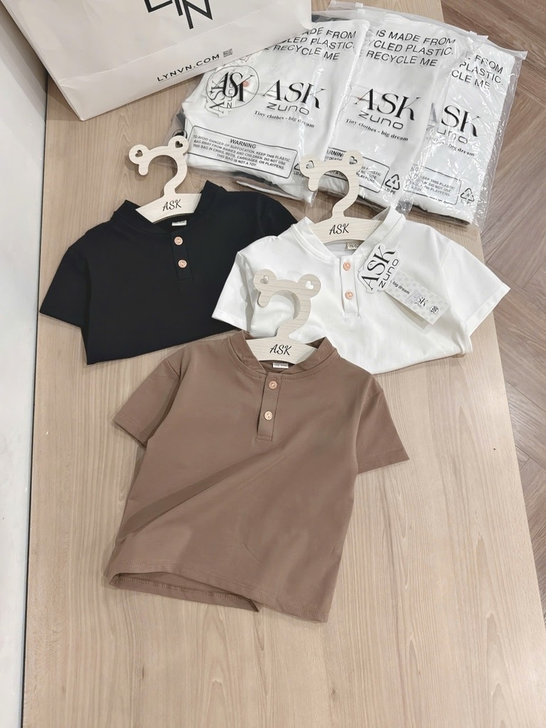 SET 3 ÁO CỔ TRỤ TONE NÂU BÉ TRAI SẴN(XẢ 80)