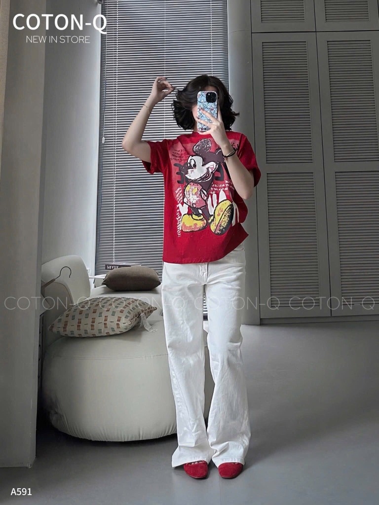 ÁO PHÔNG CHUỘT MICKEY 2 MÀU NỮ