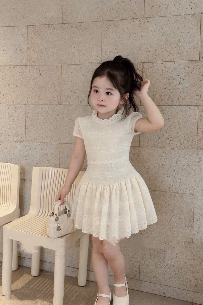 VÁY REN MỀM CỔ BÈO 2 MÀU BÉ GÁI
