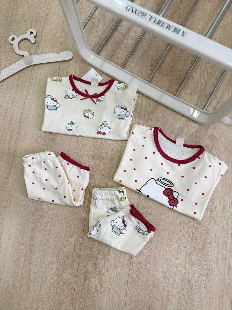 SET 2 BỘ KITTY PHỐI VIỀN ĐỎ CHO BÉ GÁI