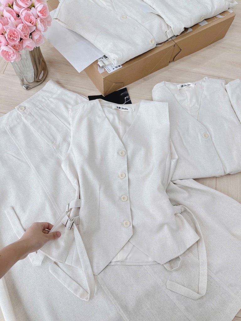 SET LINEN SÁT NÁCH CỘC TAY CVAY DÁNG DÀI NỮ SẴN
