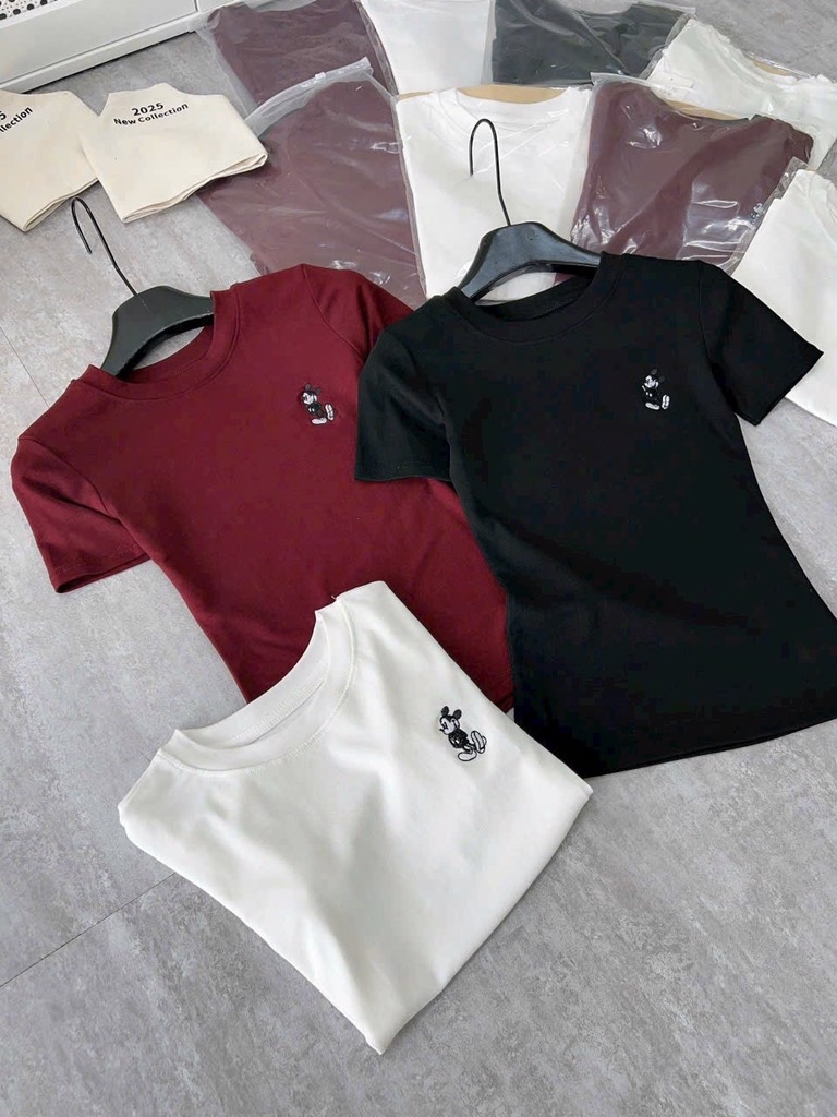 SET 3 ÁO ZIP NỮ CỔ TRÒN THÊU M.K CỘC TAY NỮ SẴN (SALE 125k)