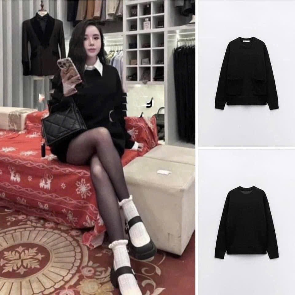 ÁO LEN NỮ ZR CỔ TRÒN TÚI 2 BÊN THU ĐÔNG SẴN (SALE 150k)