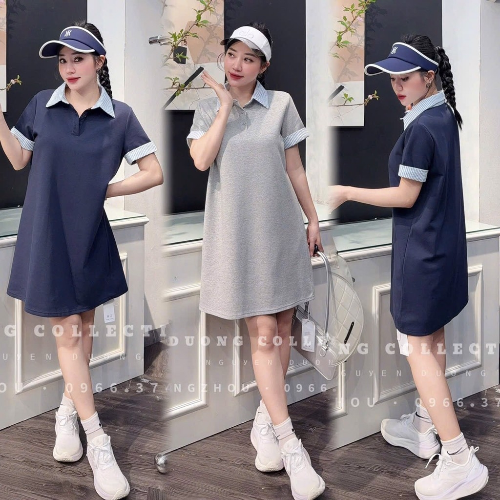 VÁY THAN PHỐI CỔ TAY KẺ NỮ SẴN(SALE 100k)