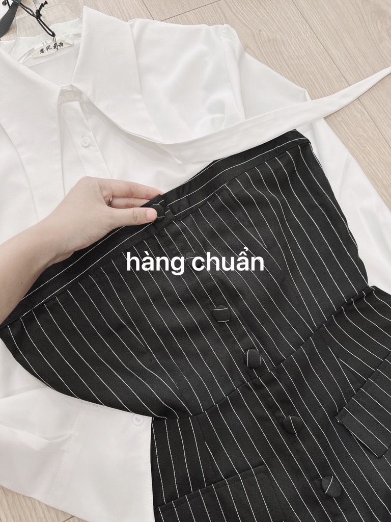 SET VÁY CÚP MIX ÁO SƠ MI CỔ CÁCH ĐIỆU NỮ SẴN