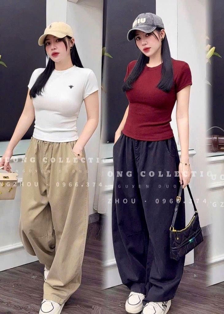 QUẦN BAGGY KAKI TÚI VUÔNG SAU NỮ SẴN