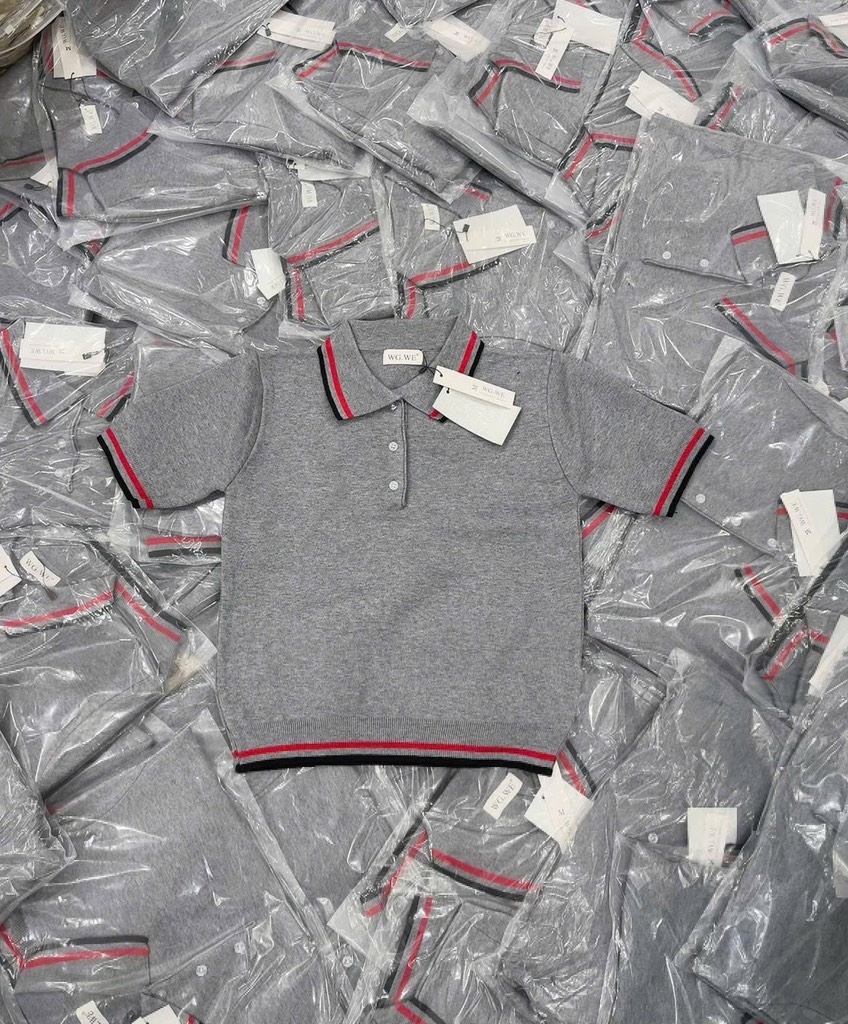 ÁO POLO LEN XÁM VIỀN SỌC NỮ SẴN ( SALE 110k)