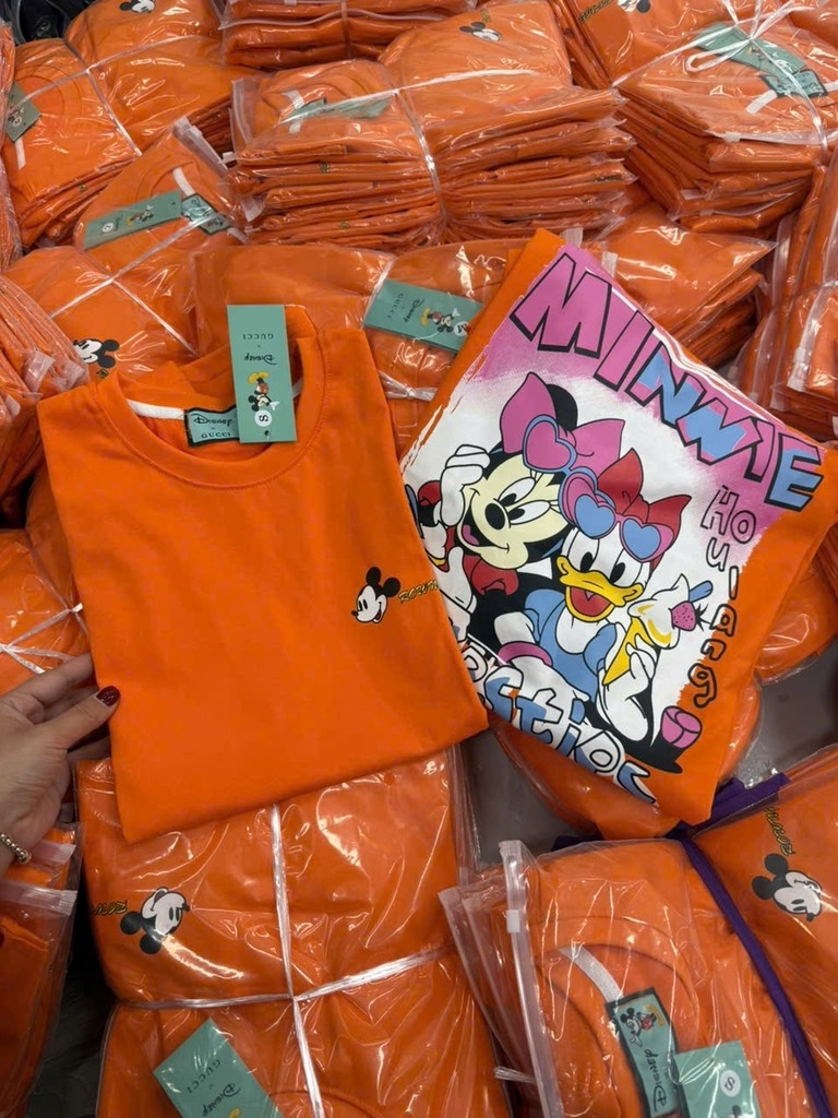 ÁO PHÔNG CAM MICKEY CỘC TAY NỮ SẴN