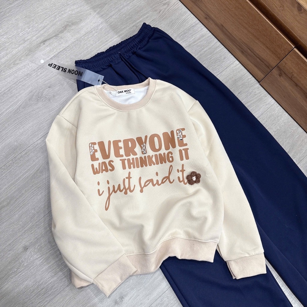 SET NỈ HAI DA EVERYONE PHỐI CHỮ NÂU NỮ THU ĐÔNG SẴN