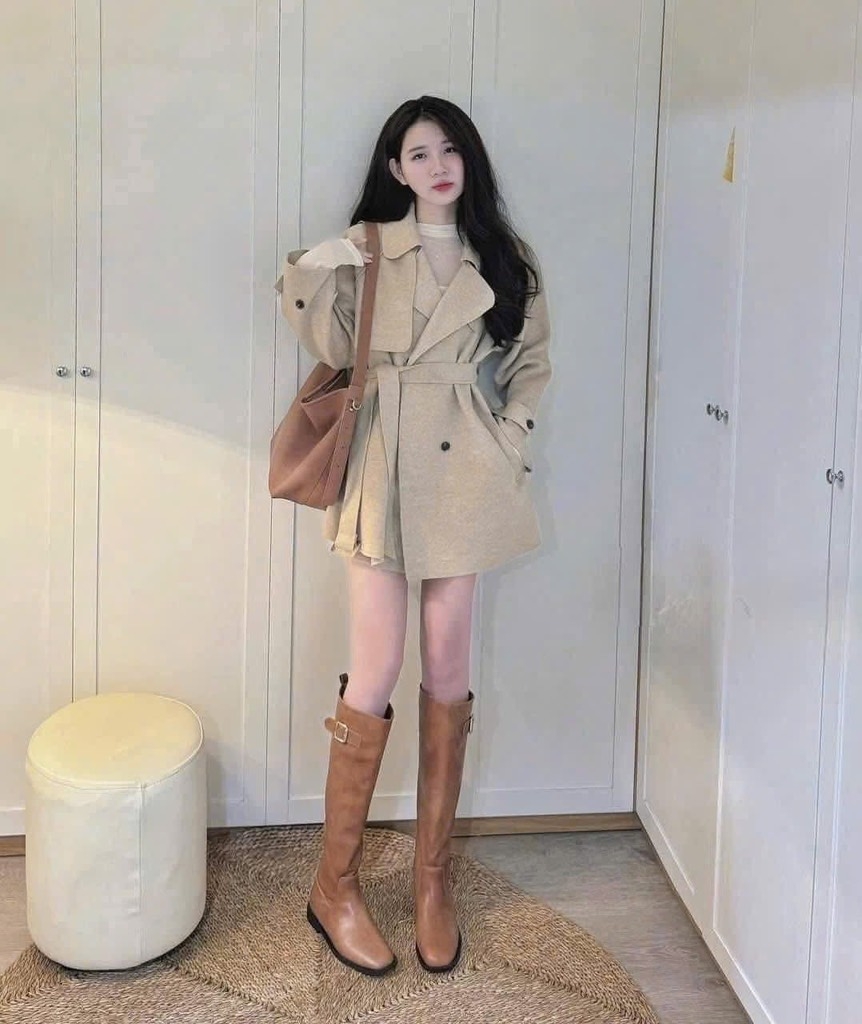 ÁO KHOÁC DẠ DÁNG CHÙM MÔNG NỮ THU ĐÔNG