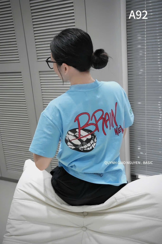 ÁO PHÔNG XANH BRAIN CỘC TAY NỮ