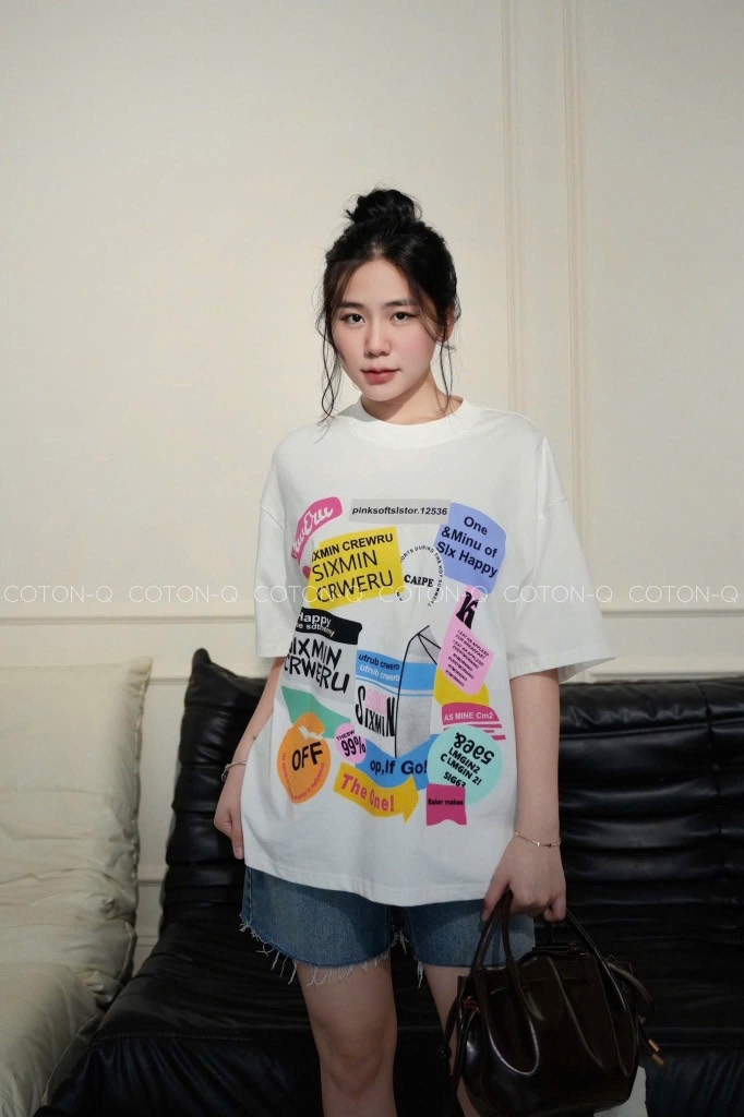 ÁO PHÔNG DECAL CHỮ NỮ