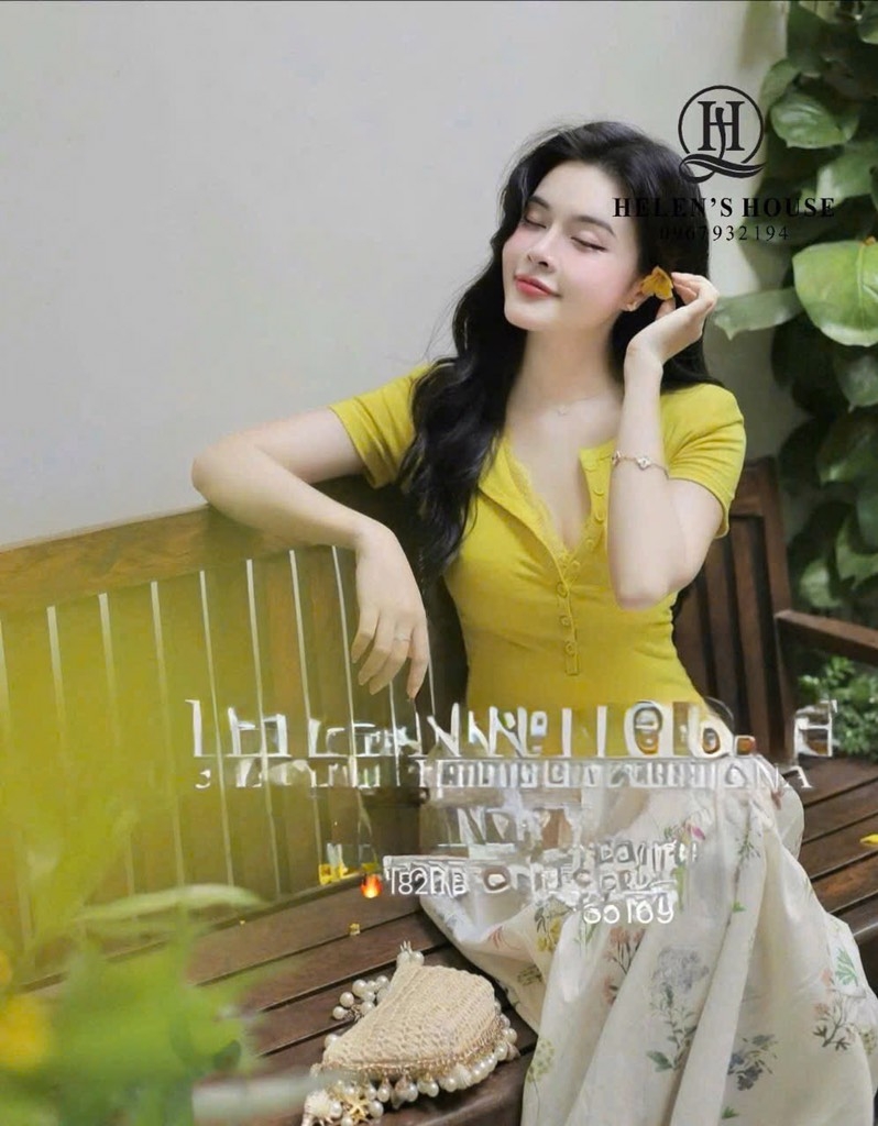 SET ÁO VÀNG CHÂN VÁY DÀI HOA NỮ