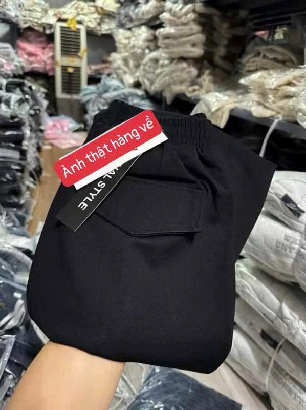 QUẦN BAGGY ĐEN TÚI NẮP NỮ SẴN