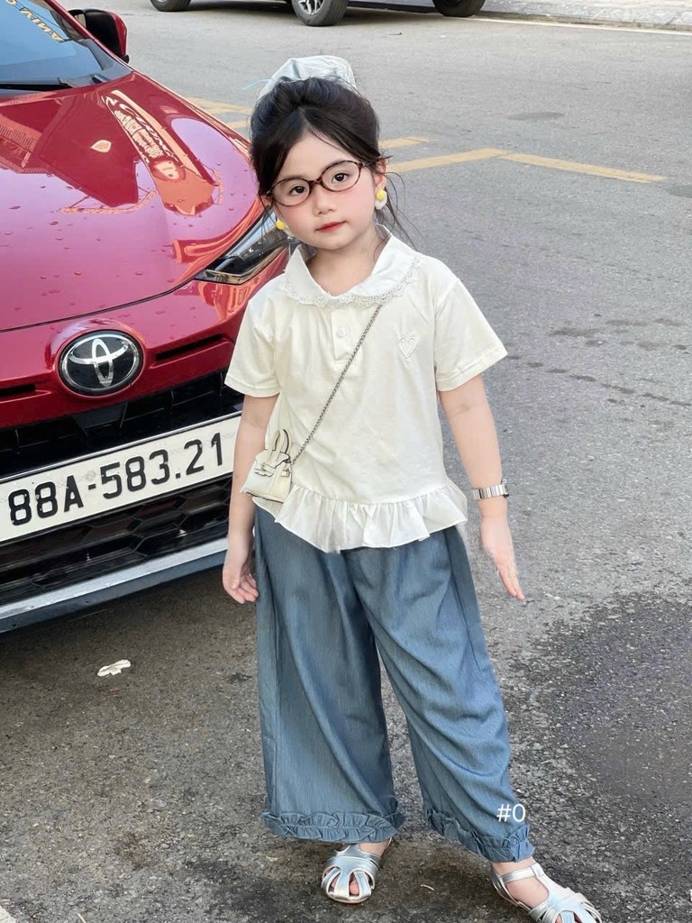 SET ÁO COTTON PHỐI QUẦN GIẤY BÉ GÁI NHỠ
