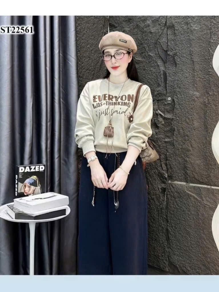 SET NỈ HAI DA EVERYONE PHỐI CHỮ NÂU NỮ THU ĐÔNG SẴN