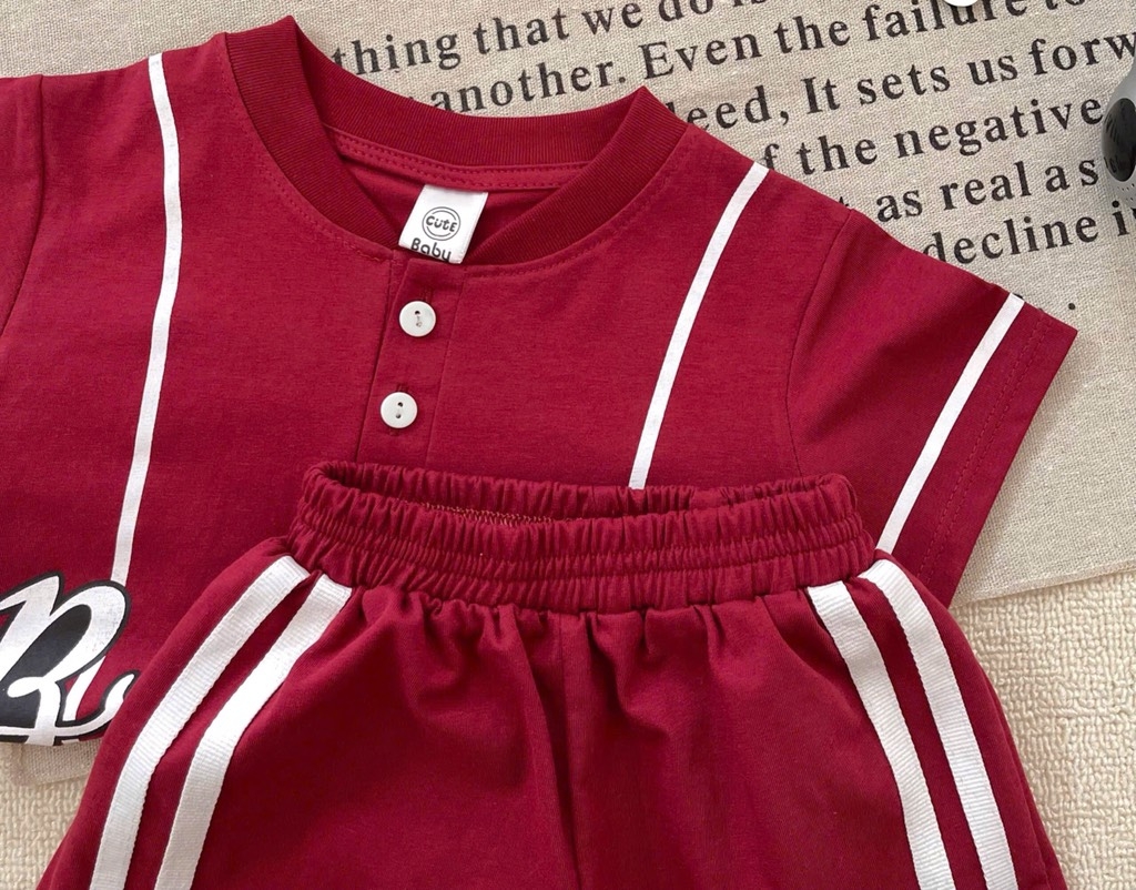 BỘ THỂ THAO CỔ TÀU BROOHLYN Đỏ Đô CHO BÉ TRAI(XẢ 49k)