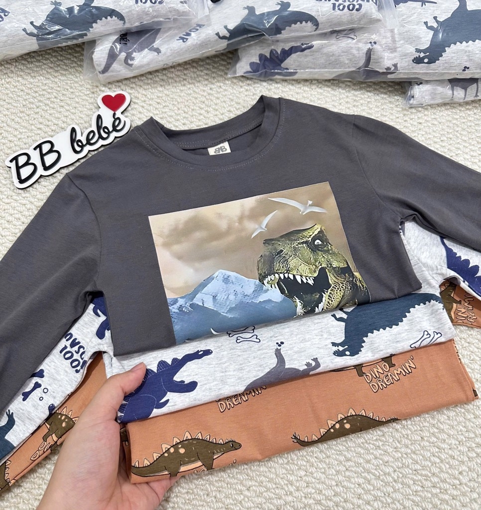 SET 3 BỘ DÀI TAY KHỦNG LONG BÉ TRAI