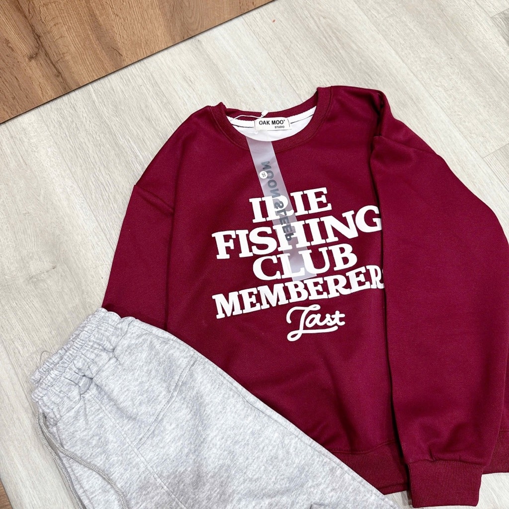SET ÁO ĐỎ FISHING CLUB PHỐI QUẦN XÁM NỮ THU ĐÔNG