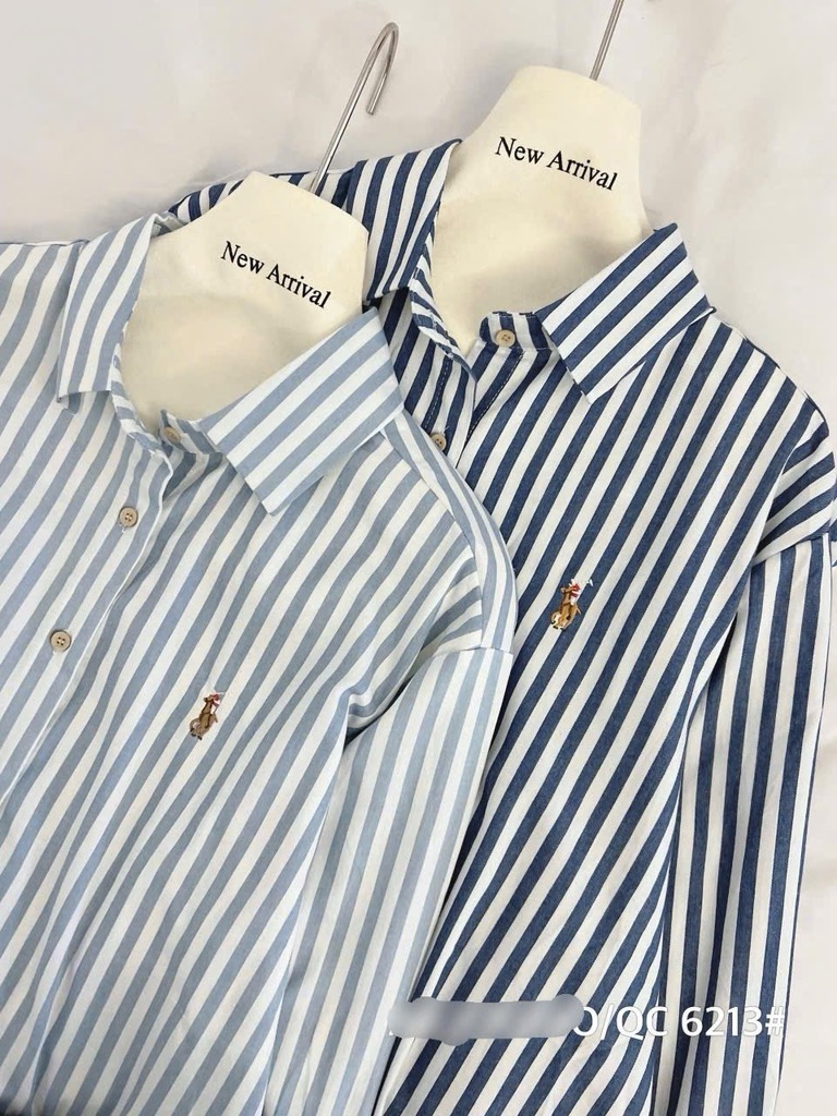 ÁO SƠ MI KẺ THÊU NGỰA DÀI TAY NỮ (SALE 69k)