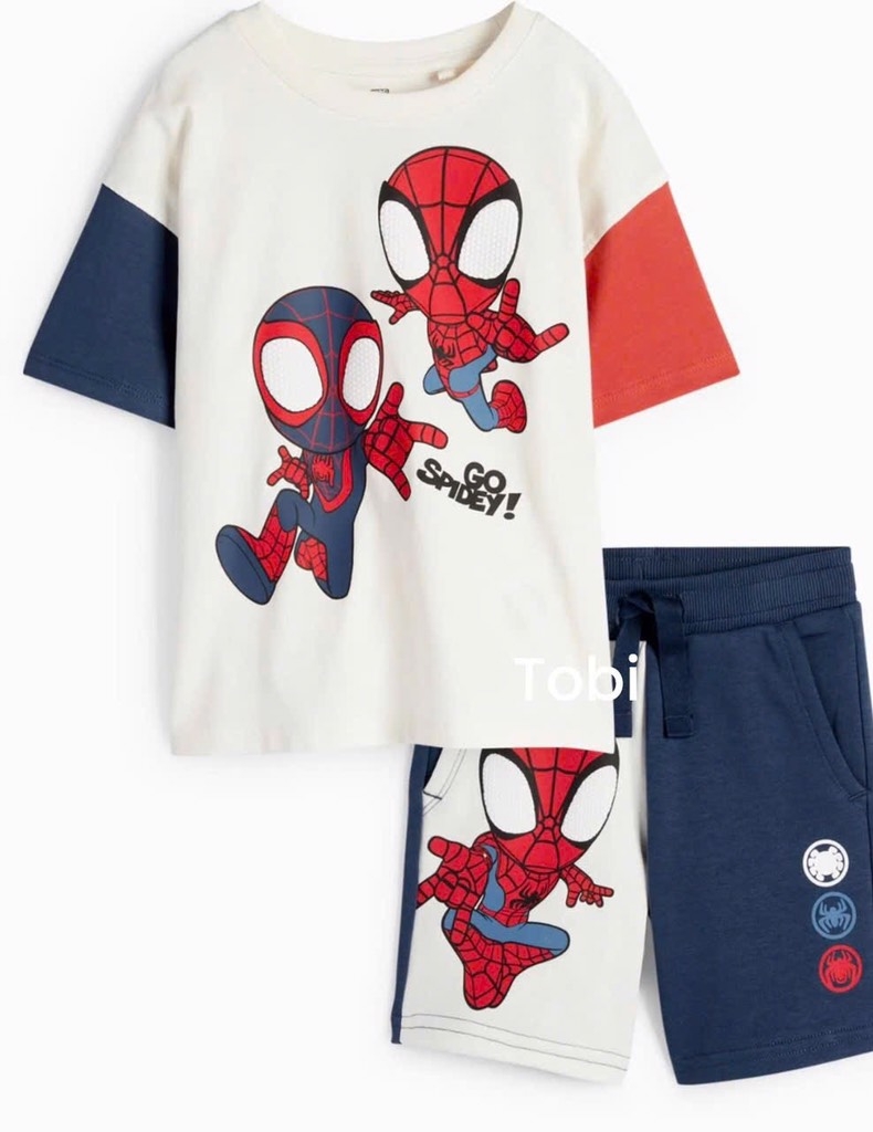 BỘ NHỆN MARVEL PHỔI TAY CAM THAN CHO BÉ TRAI NEW(SALE 60k)